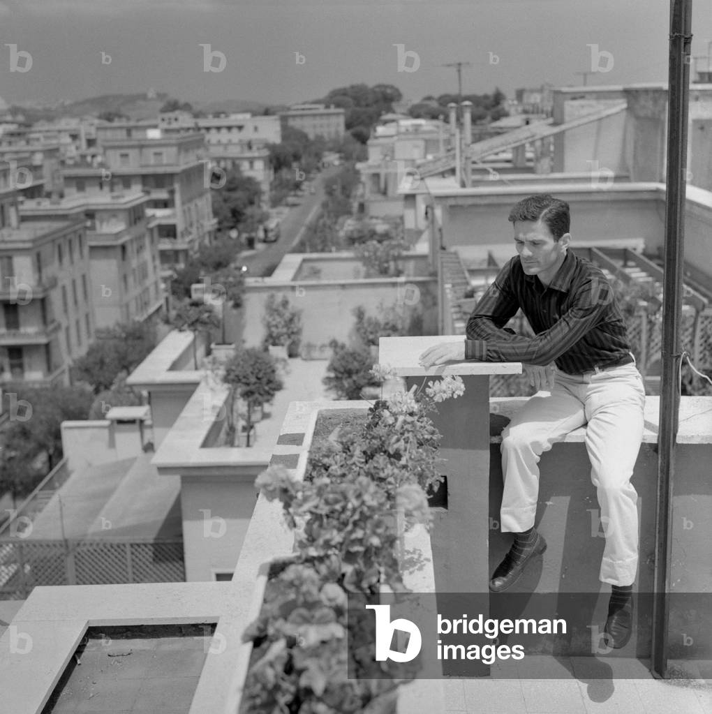Pier Paolo Pasolini at home, Rome, 1960 (b/w photo)