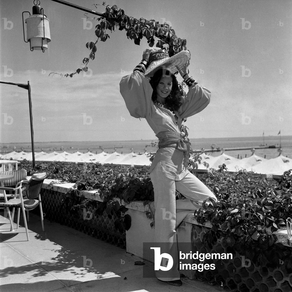 Marisa Berenson at the Venice Film Festival, 1972 (b/w photo)