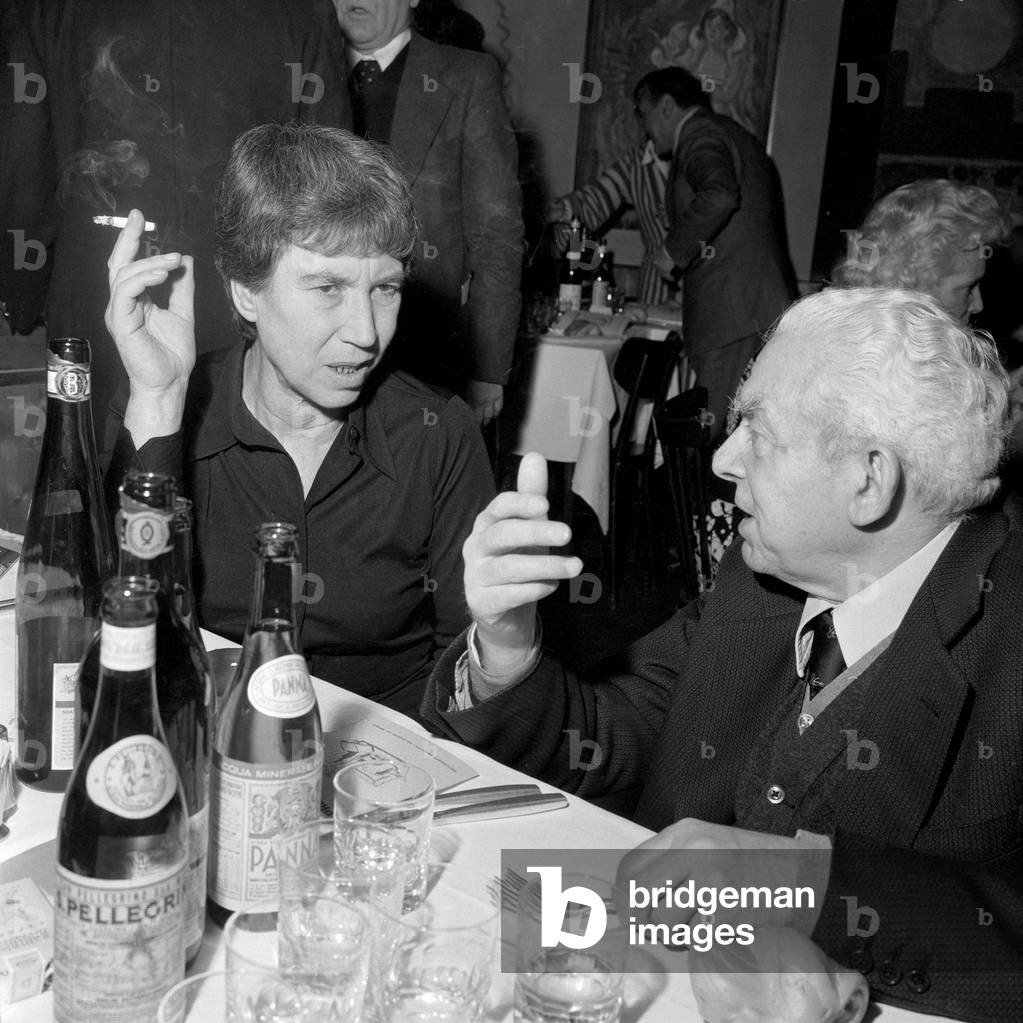 Natalia Ginsburg with Leo Valiani, Milan, 1977 (b/w photo)