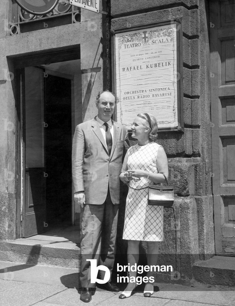 Rafael Kubelik with his wife Iris, Milan, 1968 (b/w photo)