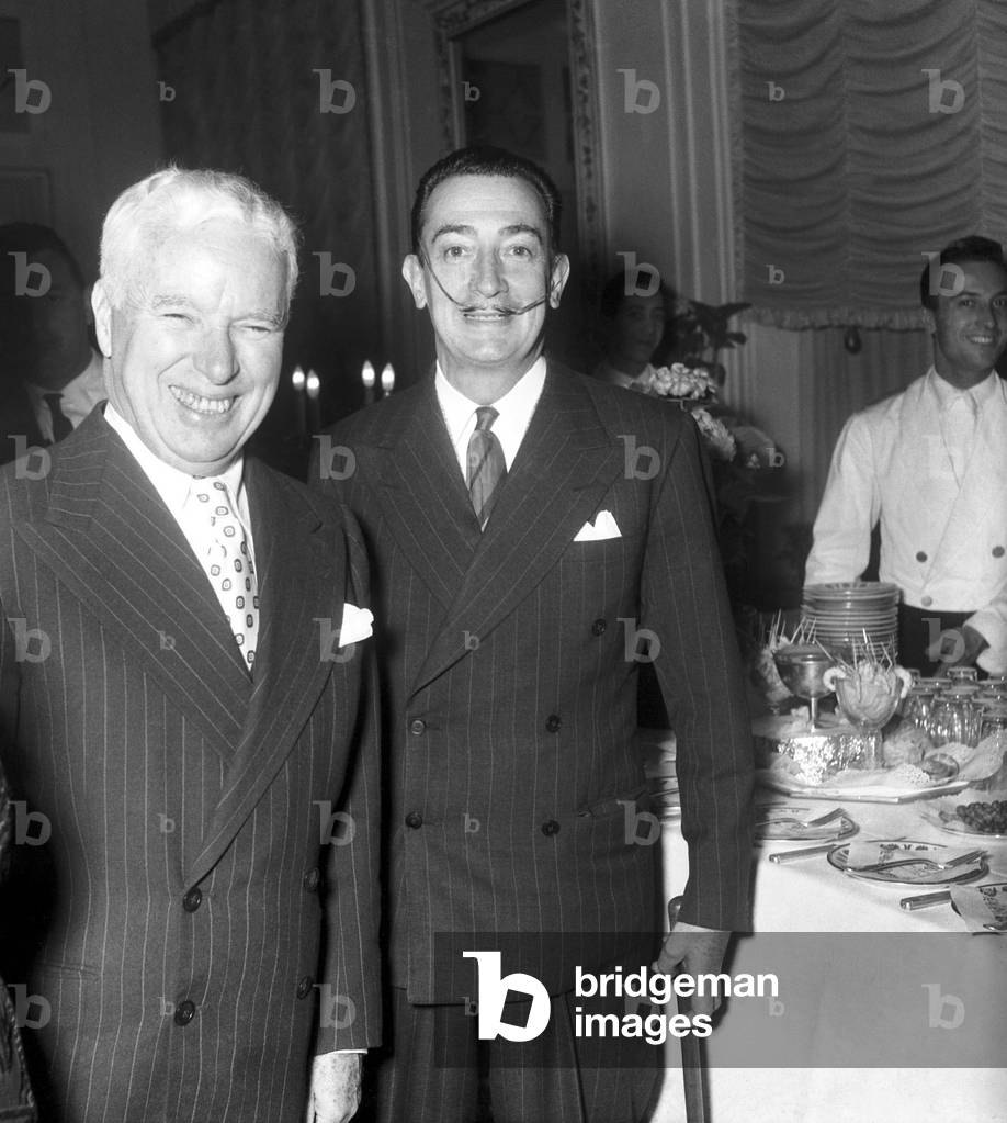 The actor and director Charlie Chaplin (Charles Spencer Chaplin) (left) and artist Salvador Dali, Rome, 29/04/1954 (photo)