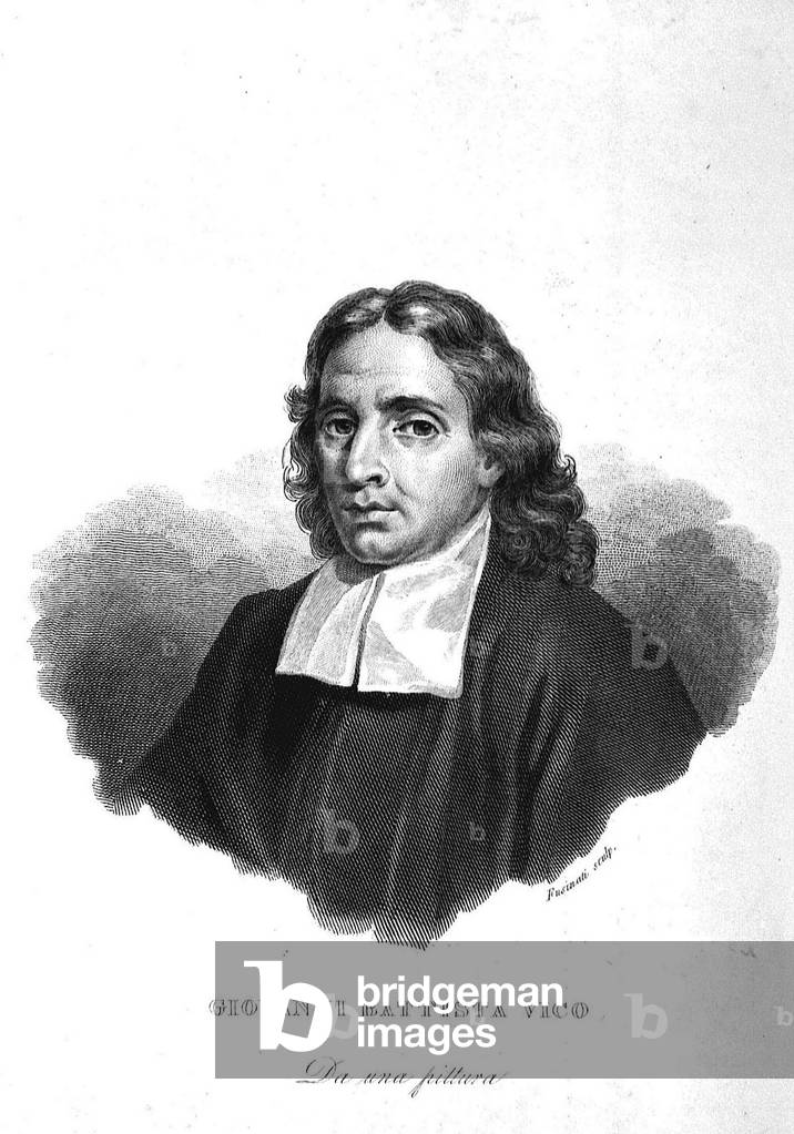 Giovanni Battista (ou Giambattista) Vico, historien et juriste italien (1688 - 1744). Aussi appele Gian Battista, Jean Baptiste ou Jean-Baptiste. - grav. d'après une peinture de l'époque