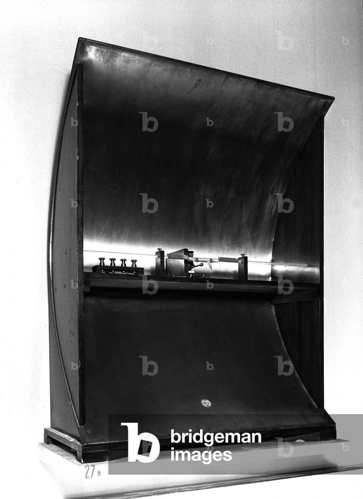 Guglielmo Marconi Marconi's coherer radio receiver, Science Museum, Milan, Italy (b/w photo)