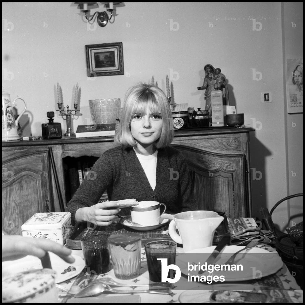 France Gall at home, Paris, 1966 (b/w photo)