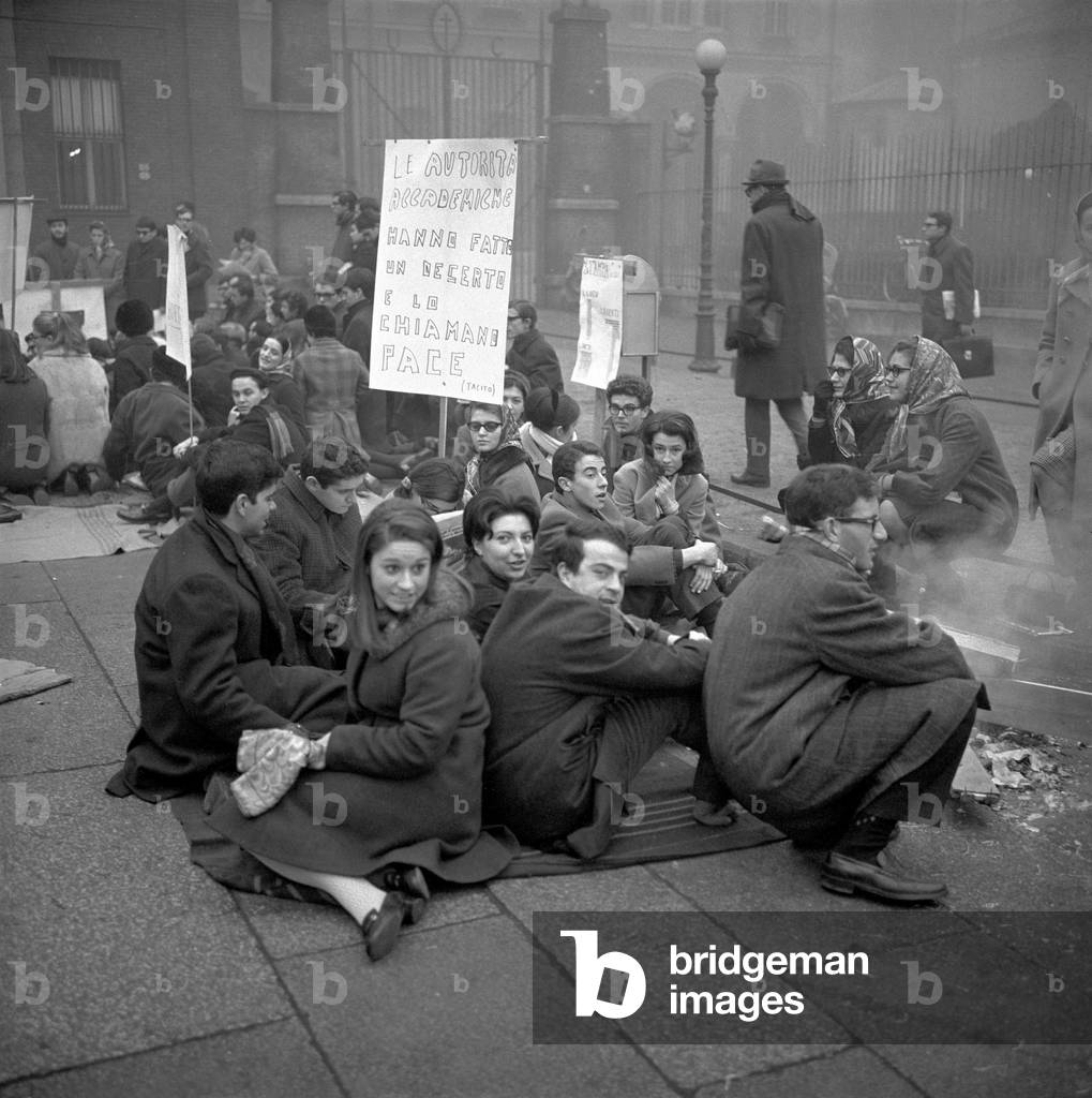 Demonstration of catholic students, Milan, 1968 (b/w photo)
