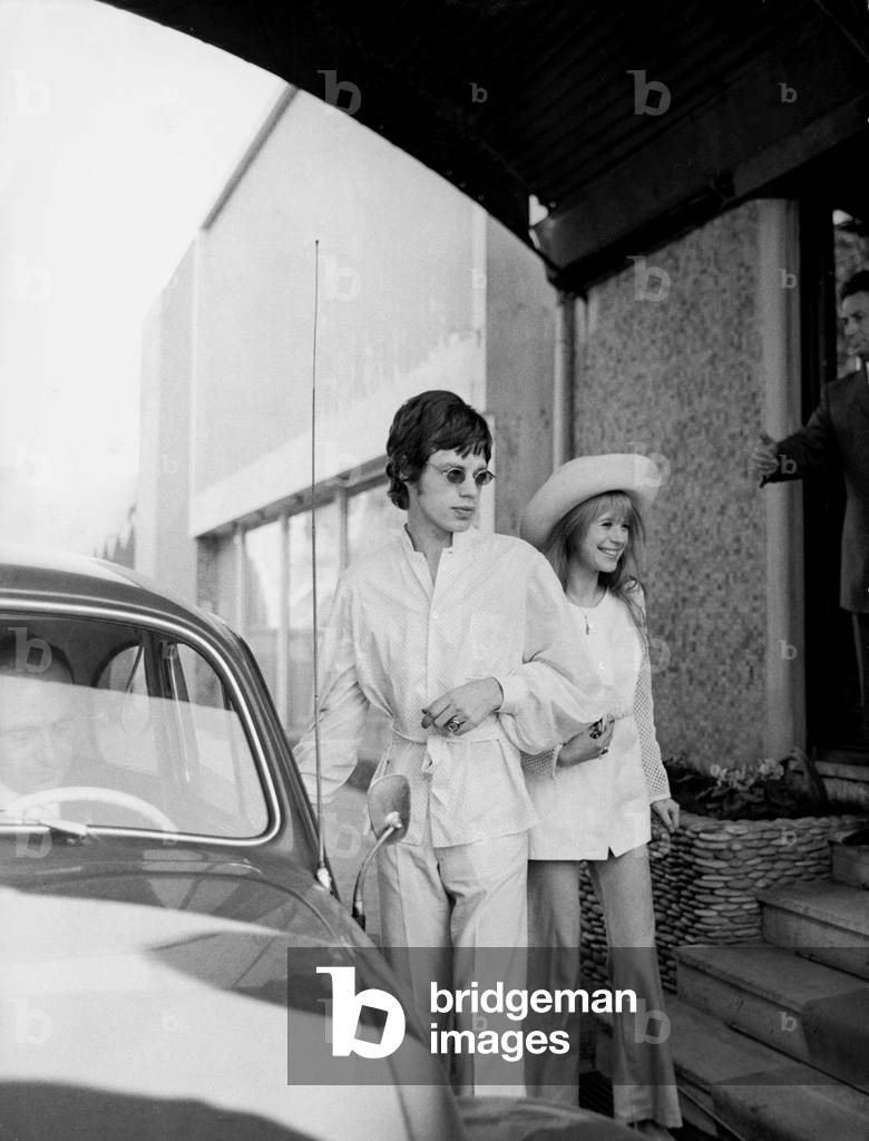 Mick Jagger and Marianne Faithful at the Sanremo Festival, 1967 (b/w photo)