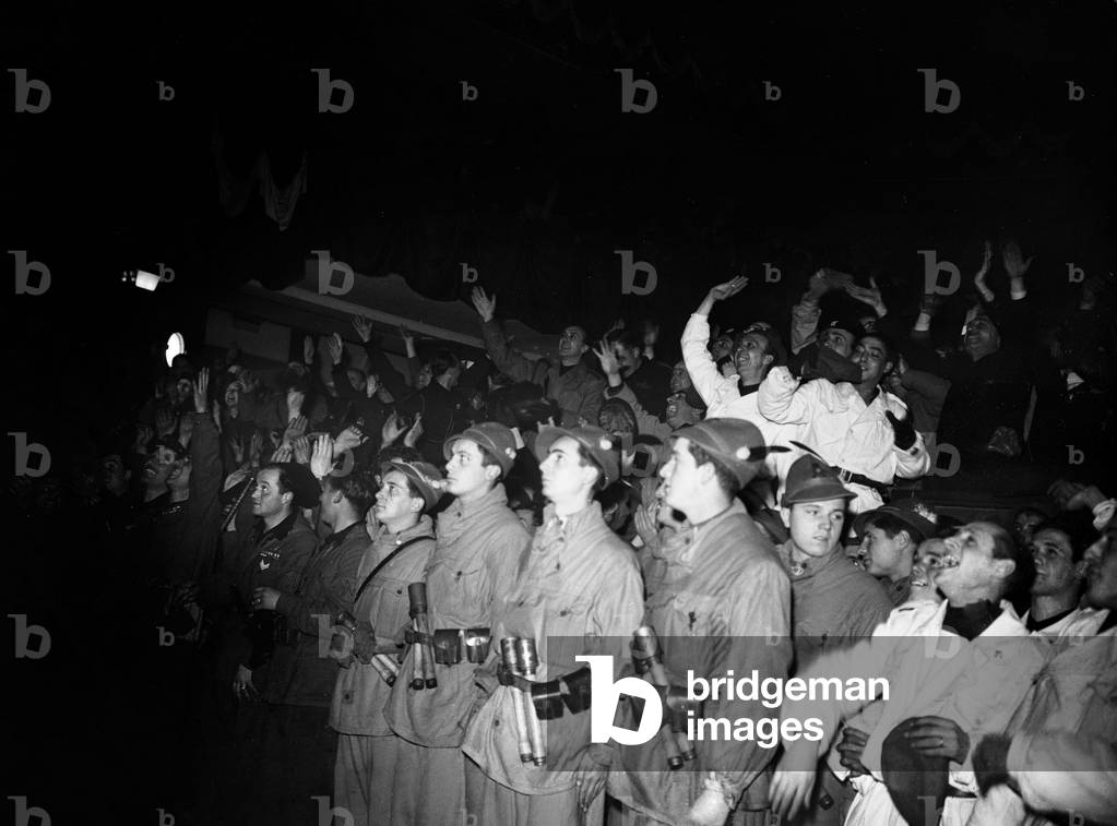 Last speech of Benito Mussolini at the Teatro Lirico, Milan, 1944 (b/w photo)