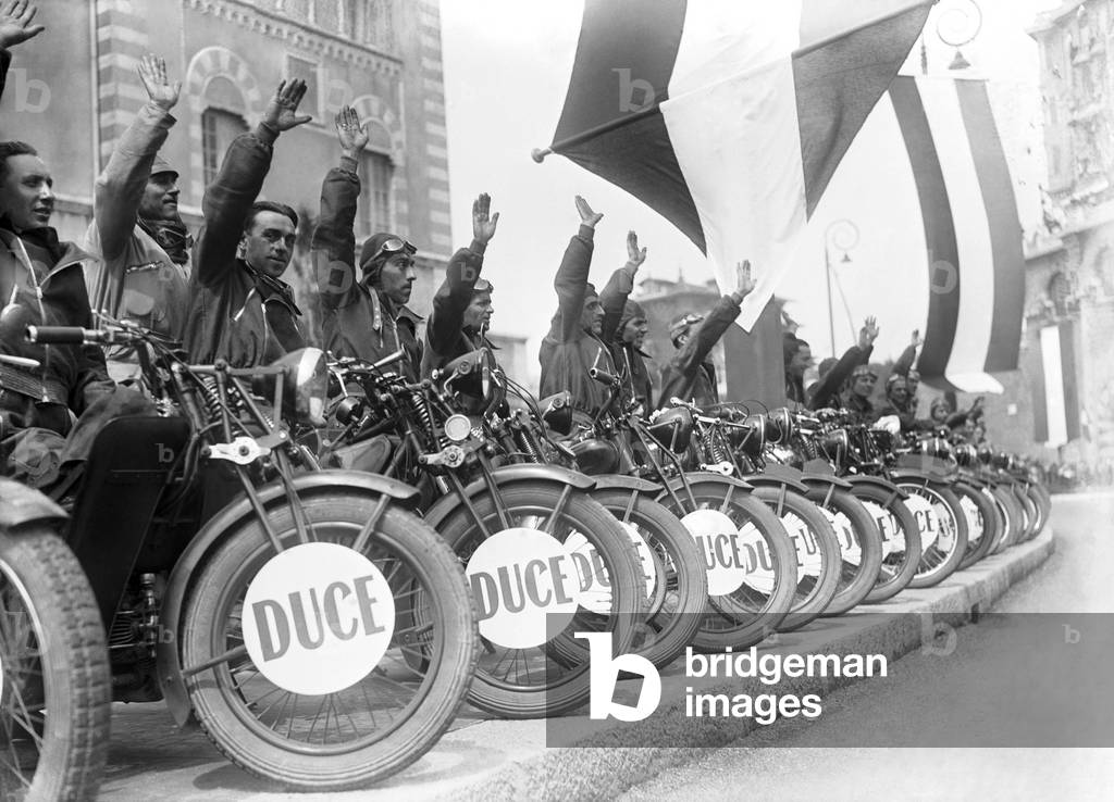 Benito Mussolini, Genoa, 1938 (b/w photo)