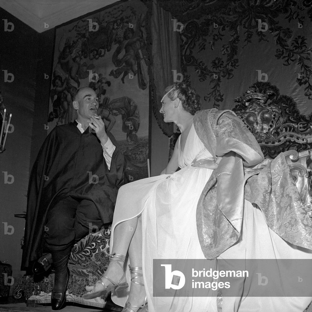 Boris Cansersa and Niki Visconti at the Palazzo Labia, Venice, 3 September 1951 (b/w photo)