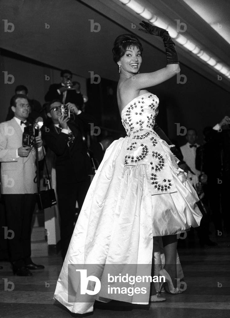 Chelo Alonso at Venice Film Festival, 1959 (b/w photo)