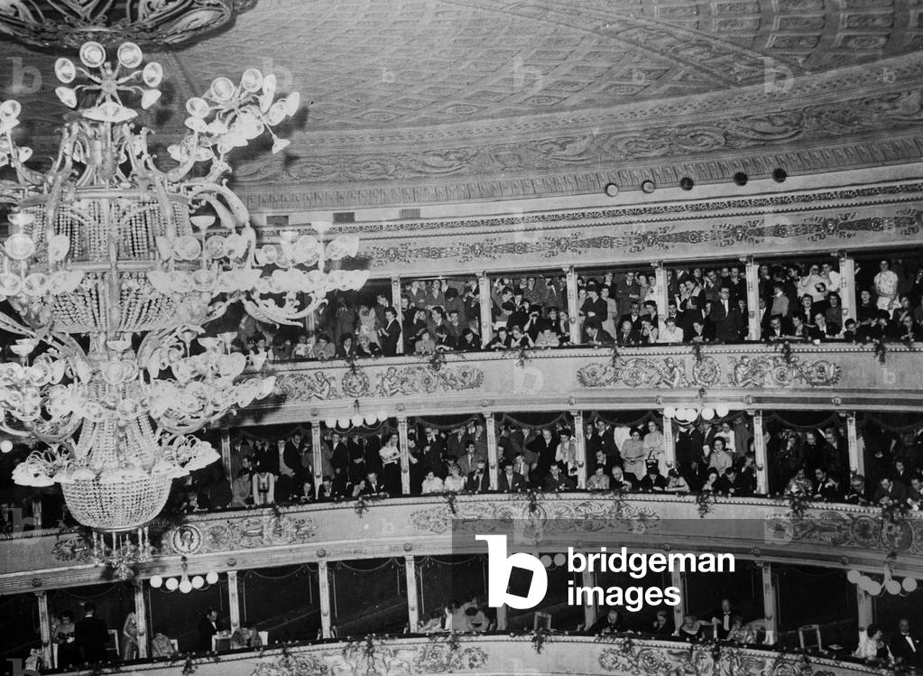 Interior view of la Scala theatre, Milan, 1953 (b/w photo)