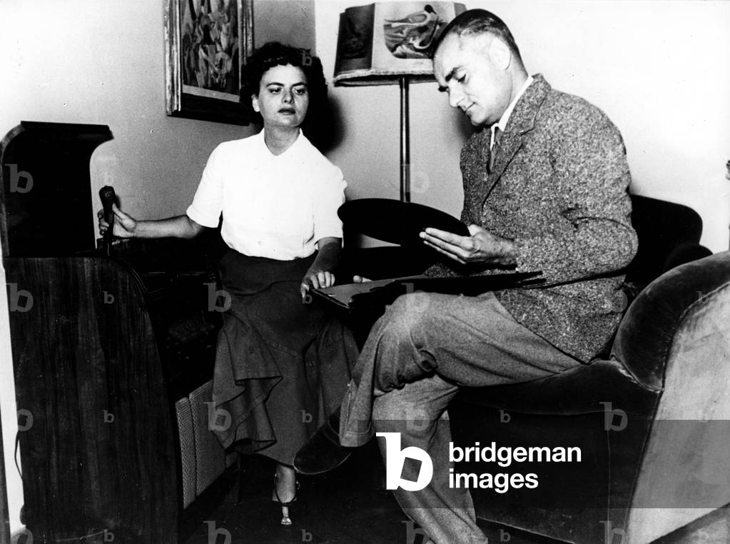 Alberto Moravia and his wife Elsa Morante, 1950s (b/w photo)