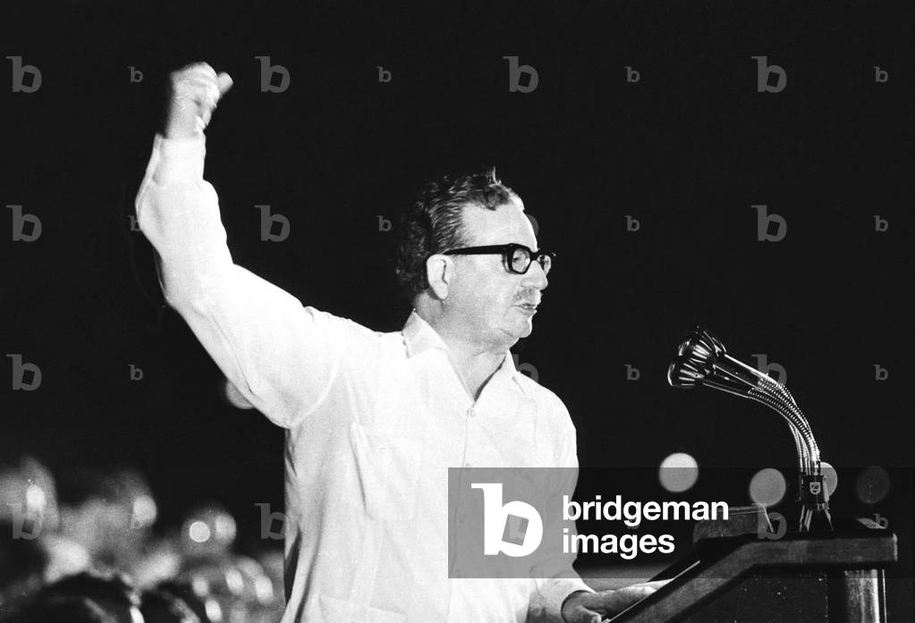 Salvador Allende, Santiago del Chile, Chili, 1973 (b/w photo)
