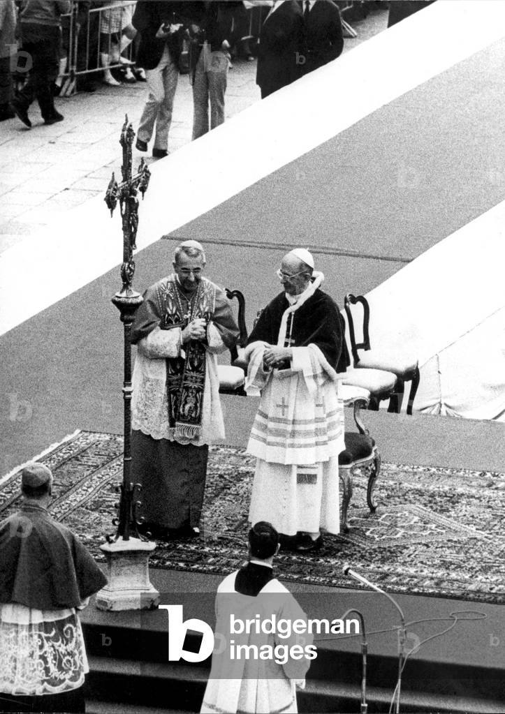 Visit of Pope Paul VI, Venice, 1972  (b/w photo)