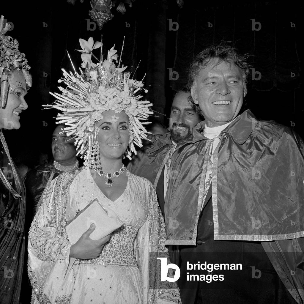 Masked ball at Ca Rezzonico Palace, Venice, 1967 (b/w photo)
