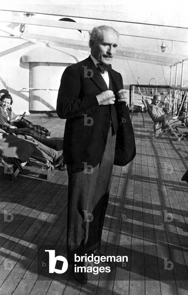 Arturo Toscanini on liner Conte di Savoia, 1935 (b/w photo)