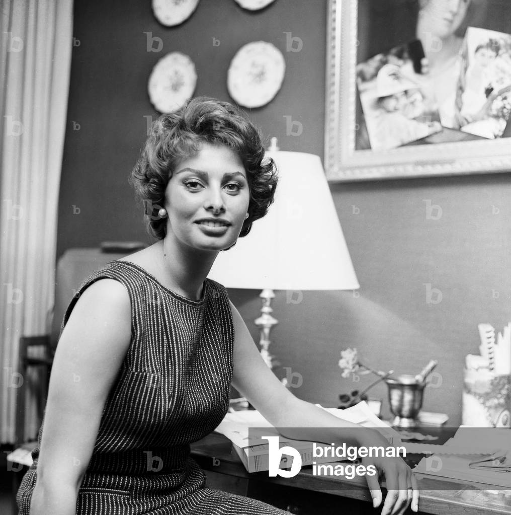 Sophia Loren, Burgenstock, Switzerland, 1958 (b/w photo)