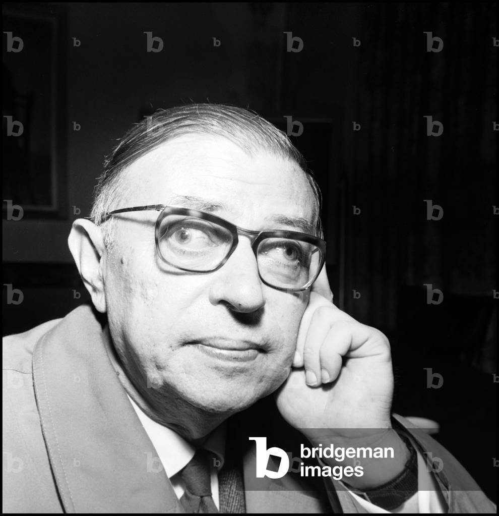 Jean-Paul Sartre, Milan, 1961 (b/w photo)