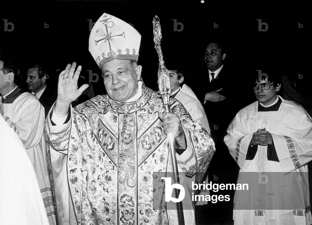 Cardinal Anastasio Ballestrero, 1982 (b/w photo)