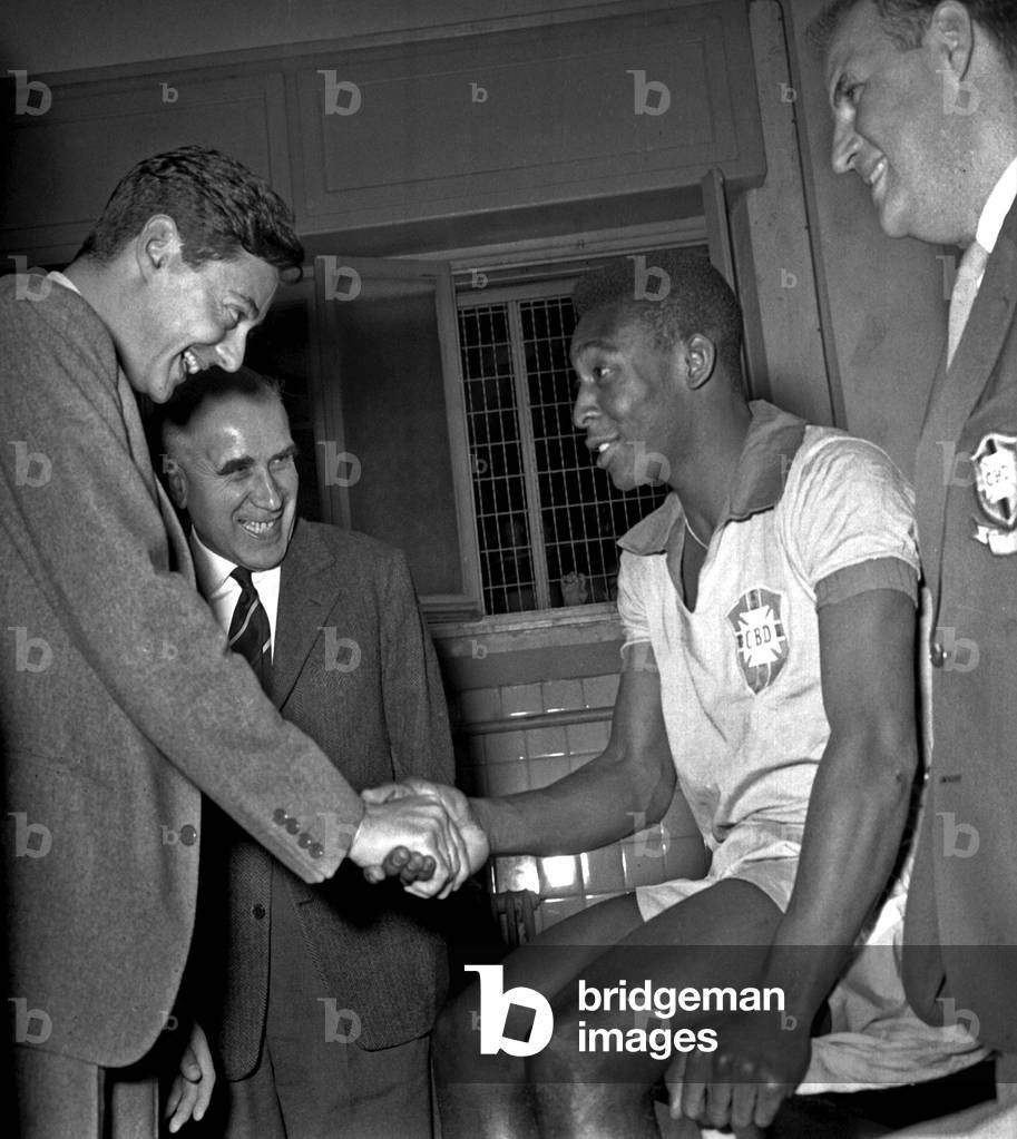 Umberto Agnelli with Pele', Milan, 1960 (b/w photo)