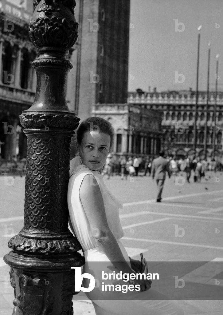 Jeanne Moreau, Venice, 1961 (b/w photo)