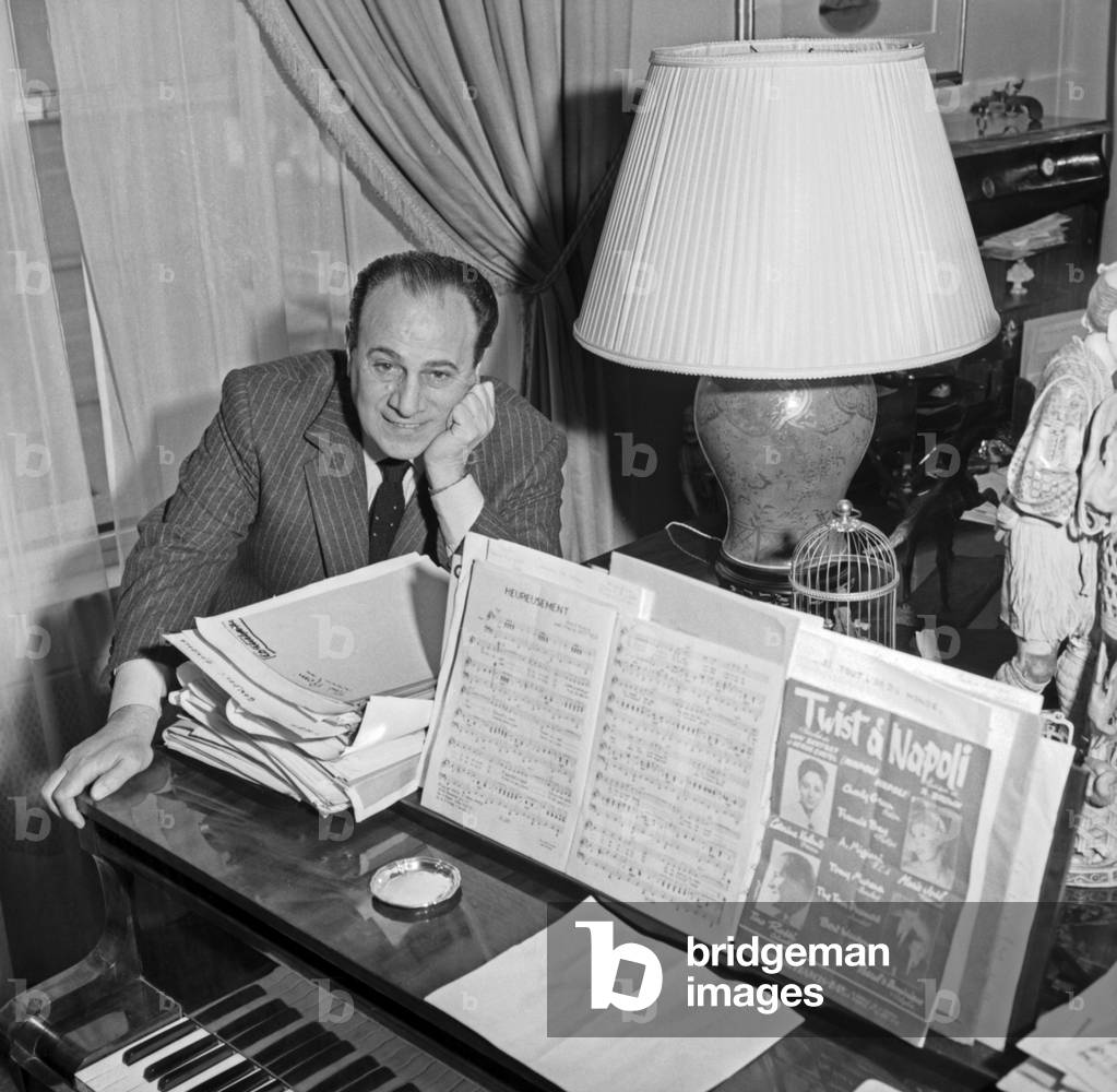 Tino Rossi at home, Paris, 1963 (b/w photo)