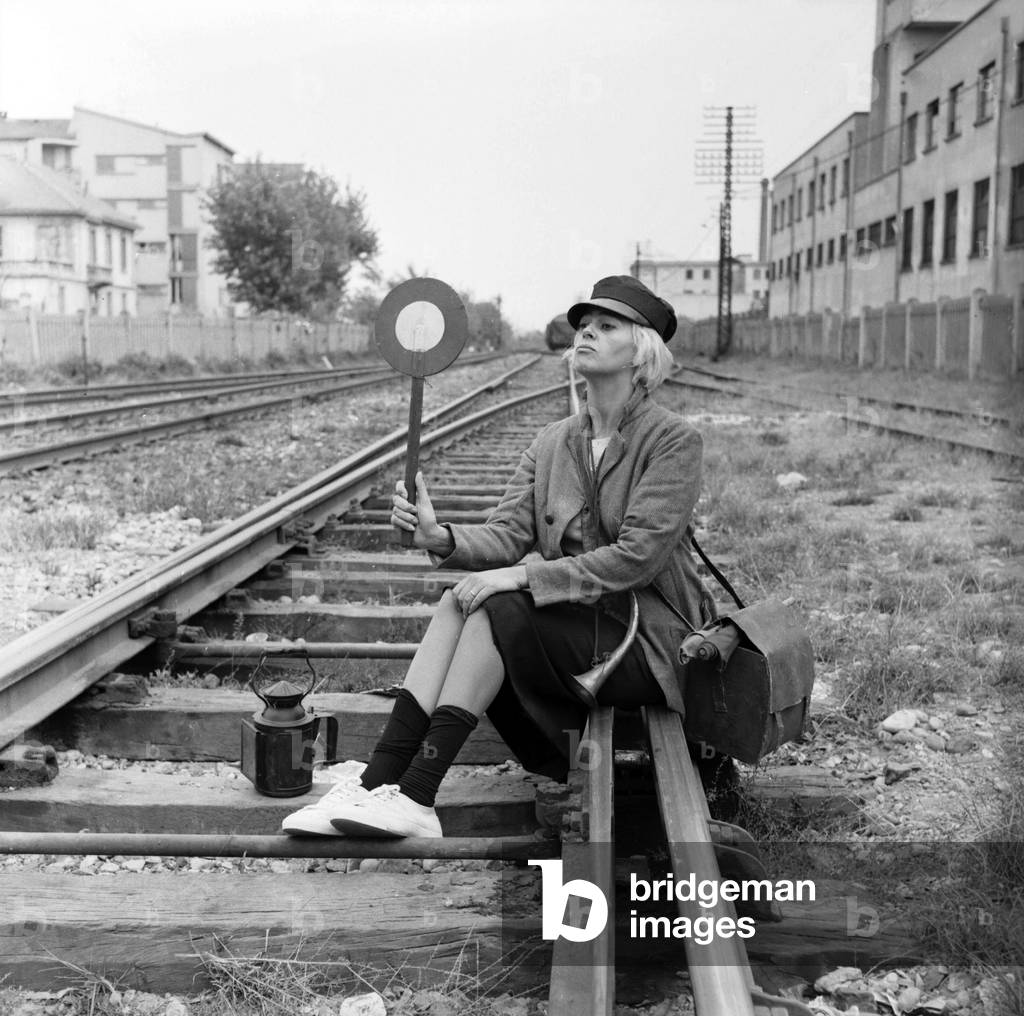 Franca Rame on the set of the film Canzonissima, Milan, 1962 (b/w photo)