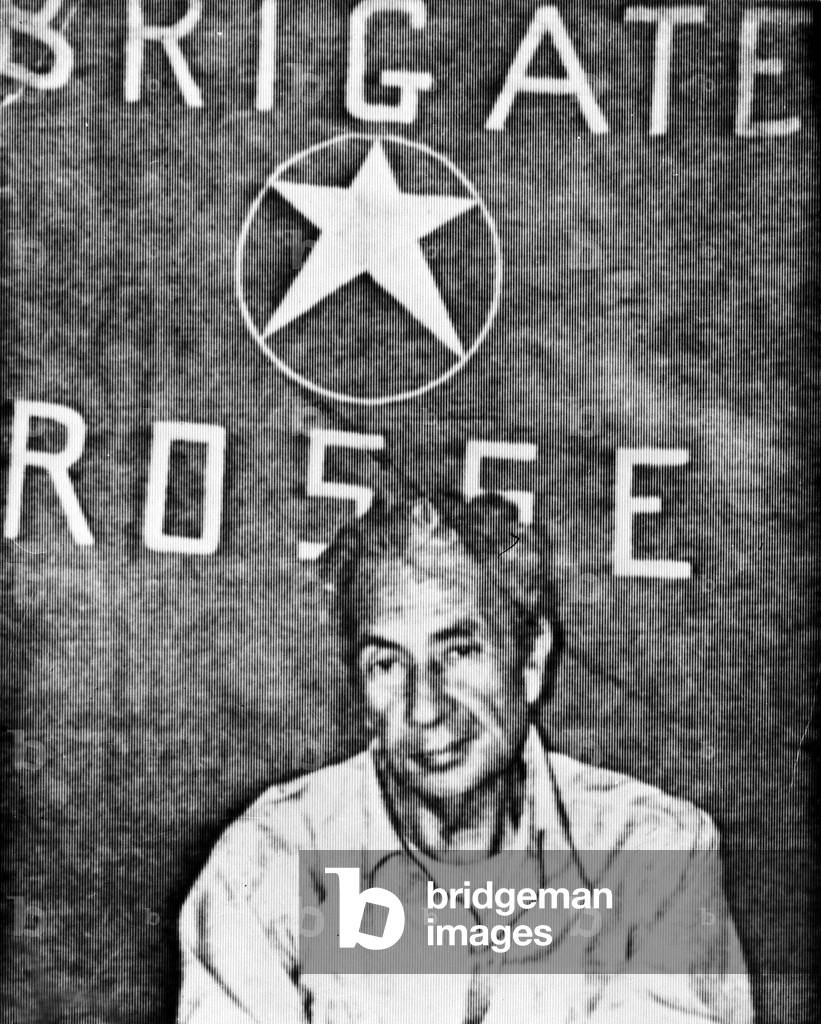 Aldo Moro after he was kidnapped by the Red Brigades, 1978 (b/w photo)