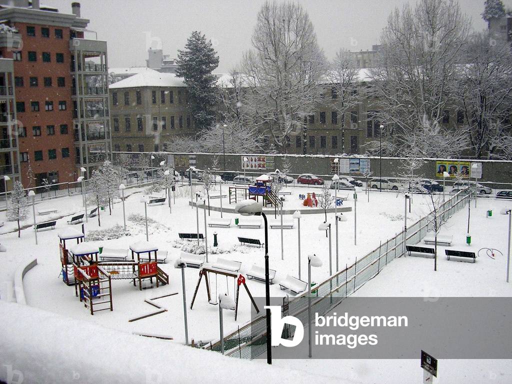 Neige à Milan, le 03/03/2005.
©Mignone/Farabola/Leemage