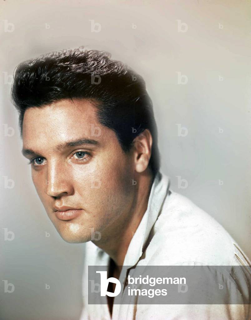 Portrait du chanteur et acteur Elvis Presley (1935-1977) dans les annees 1960. 