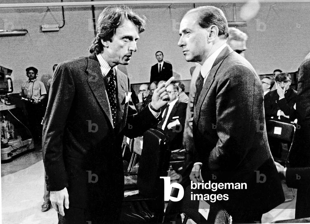 Silvio Berlusconi and Luca Cordero di Montezemolo, 1990s (b/w photo)