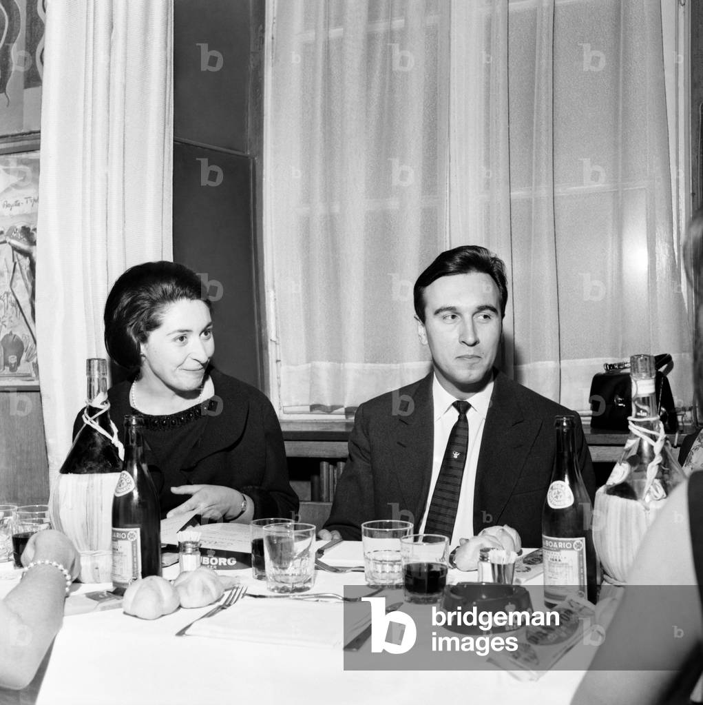Claudio Abbado at the Bagutta restaurant, Milan, 1964 (b/w photo)