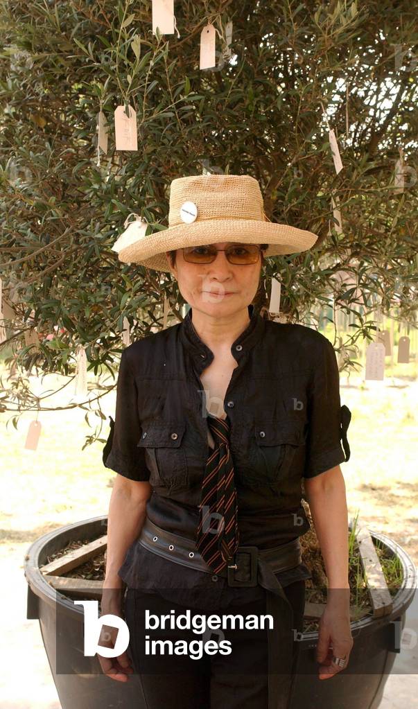 Portrait of Yoko Ono and her artwork 