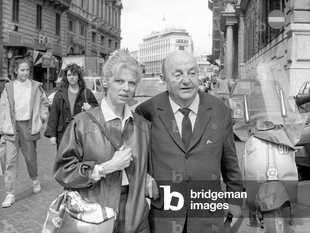 Bernard Blier with his wife, Rome, 1987 (b/w photo)