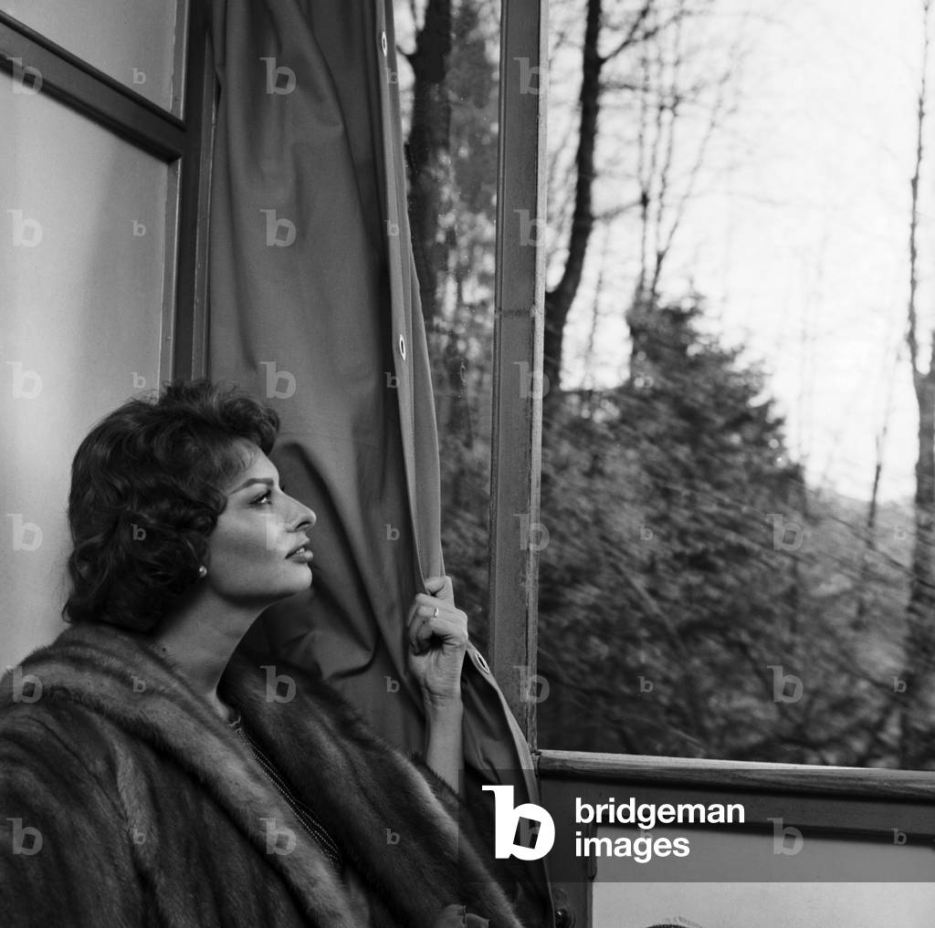 Sophia Loren, Burgenstock, Switzerland, 1958 (b/w photo)