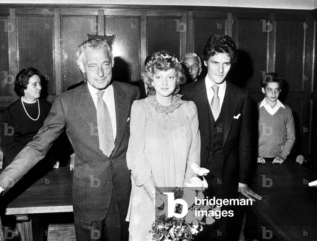 Marriage of Alain Elkann and Margherita Agnelli, 1975 (photo b/w)