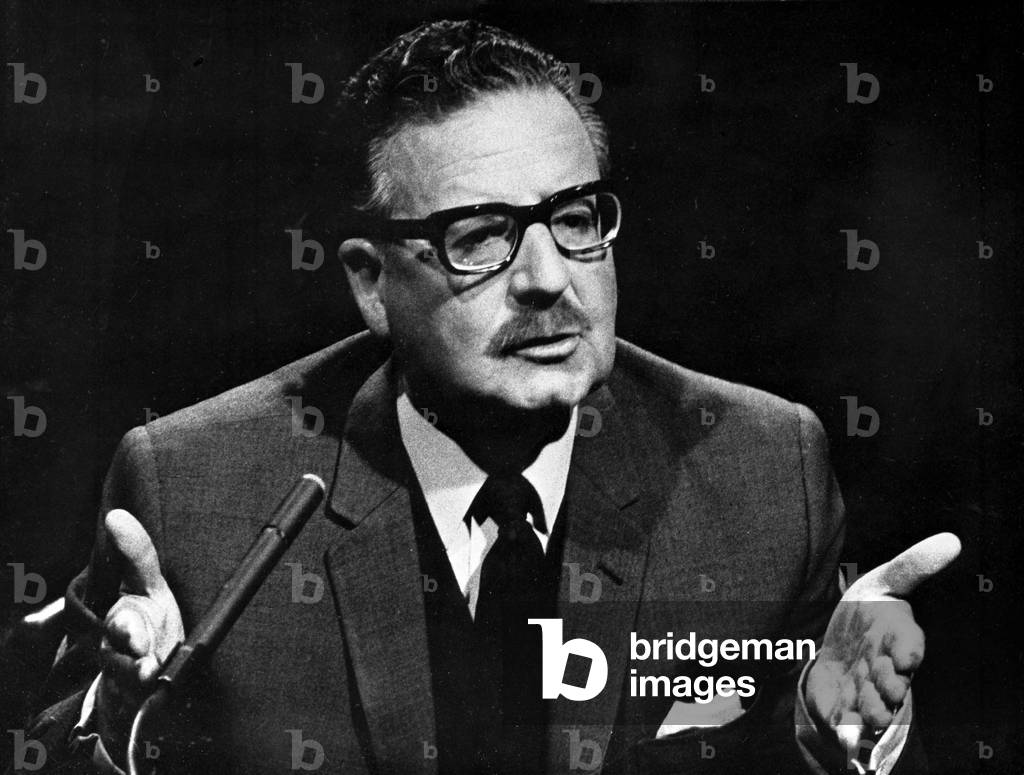 Salvador Allende, Santiago del Chile, Chili, 1970 (b/w photo)