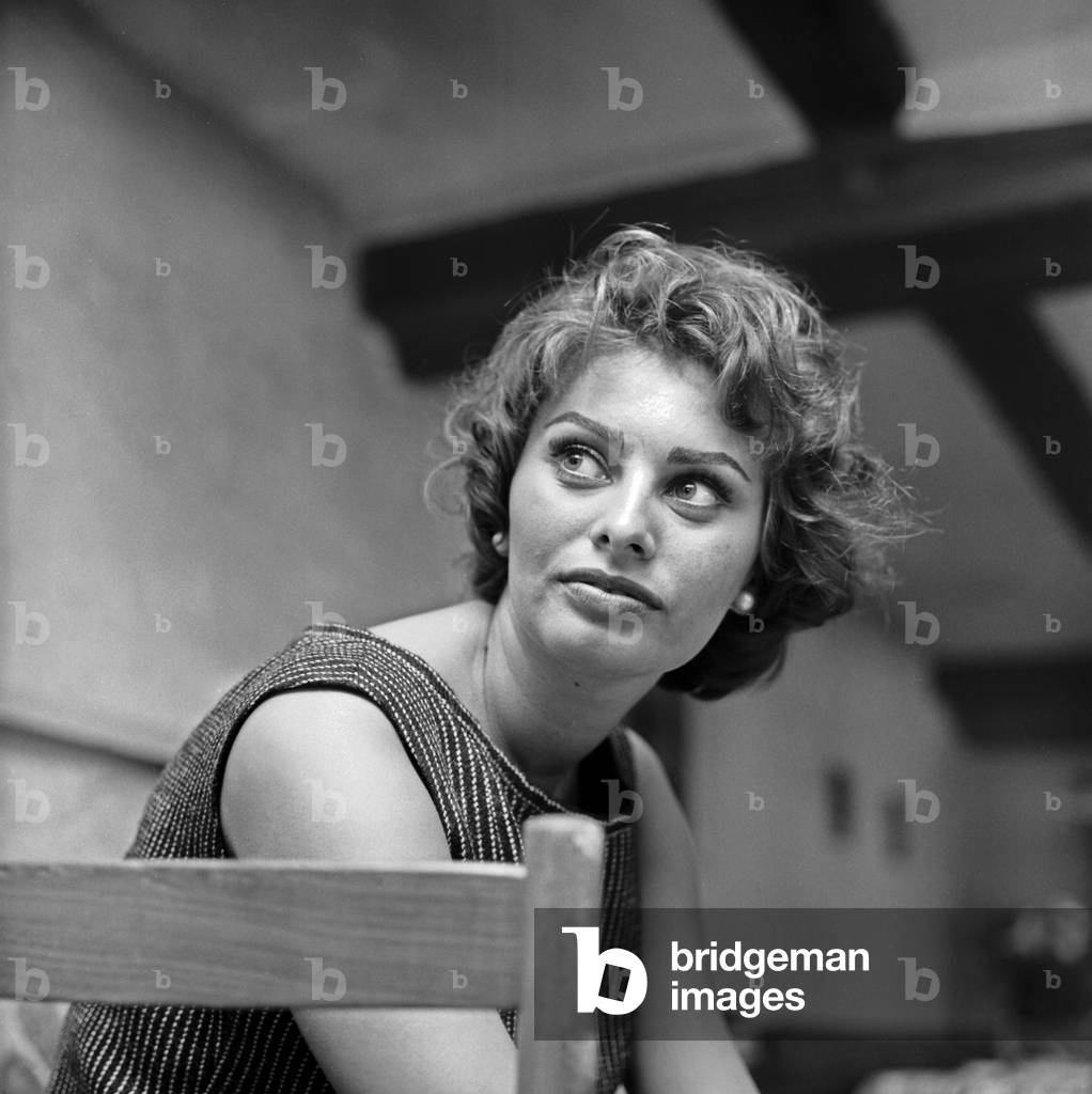 Sophia Loren, Burgenstock, Switzerland, 1958 (b/w photo)