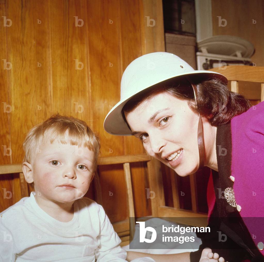Lucia Bose with her son Miguel, Madrid, Spain, 1957 (photo)