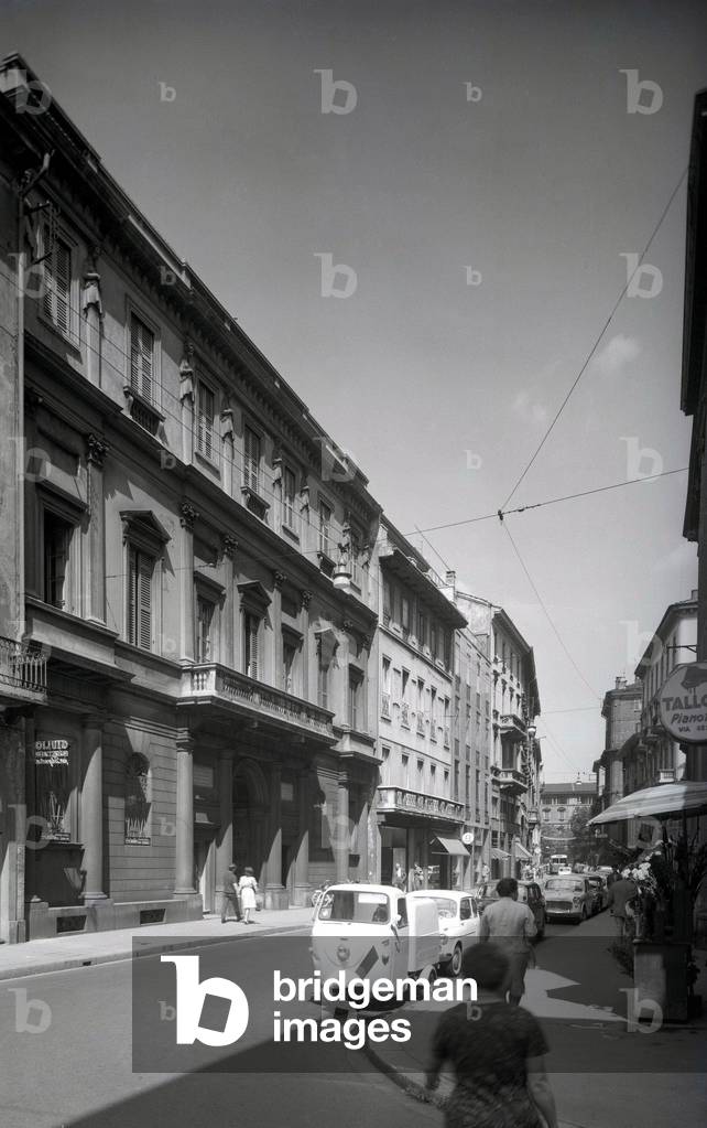 View of Montenapoleone Street, Milan, 1962 (b/w photo)