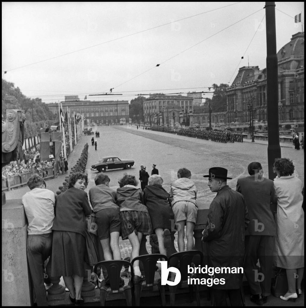 Wedding of Paola Ruffo of Calabria and Albert II of Belgium, Brussels, 1959 (b/w photo)
