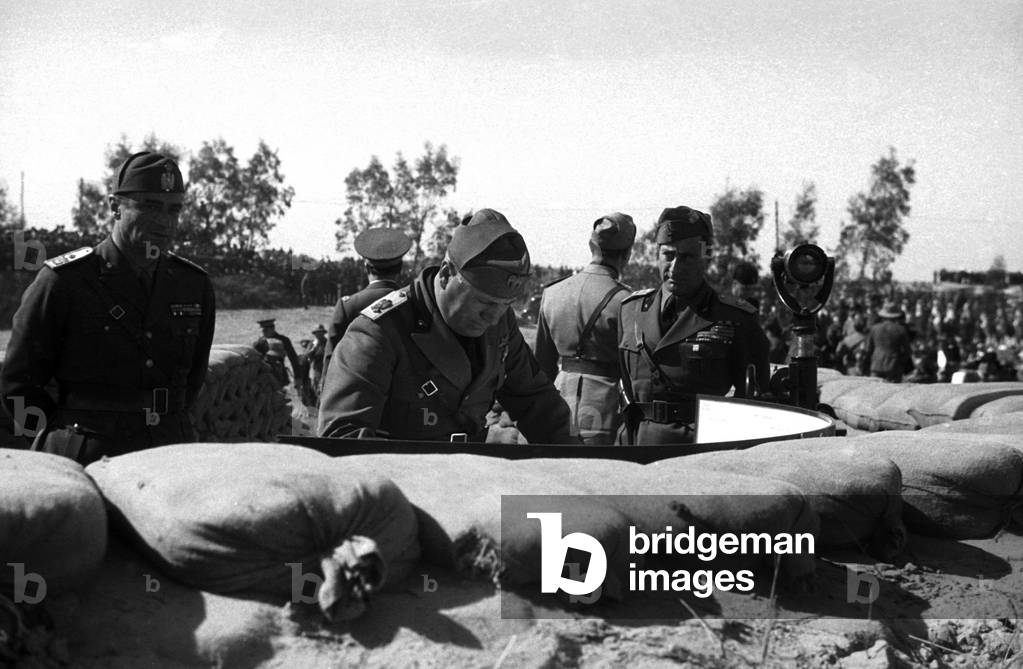 Visit of Benito Mussolini in Libya, 1937 (b/w photo)