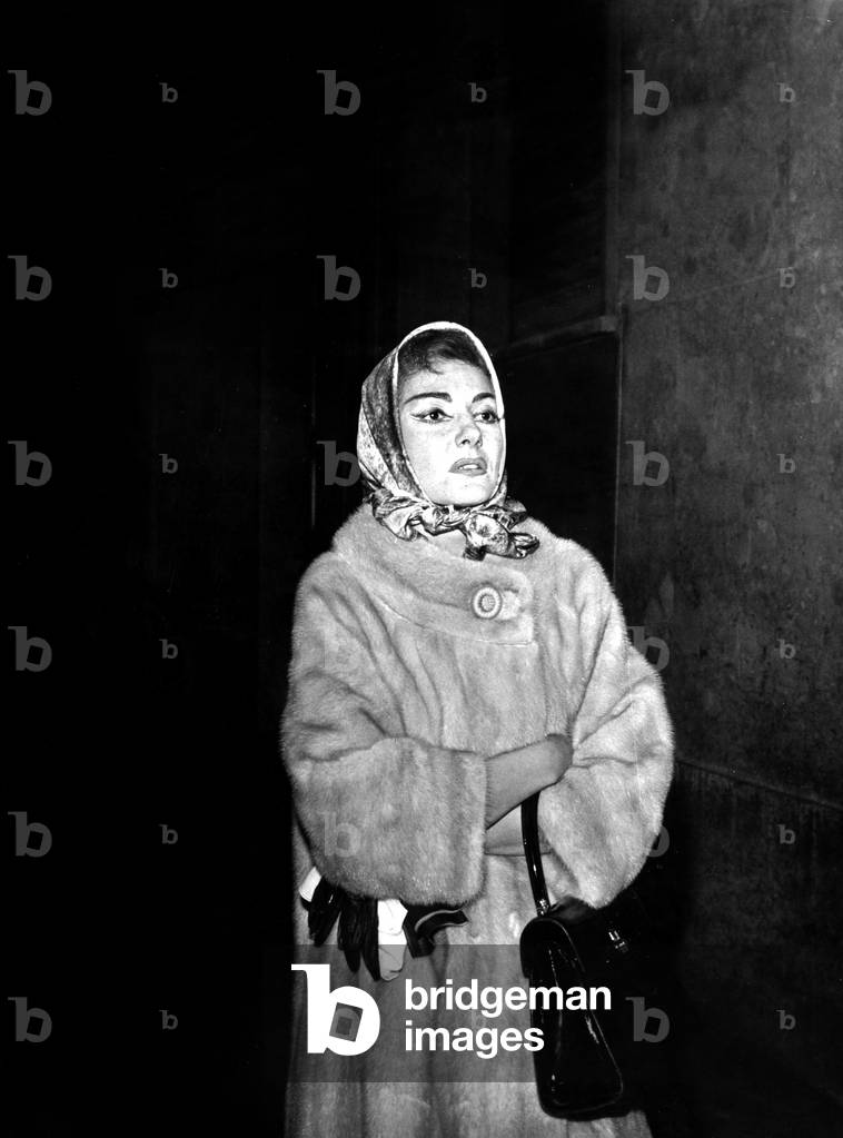 Maria Callas after a performance at la Scala, Milan, 1961 (b/w photo)