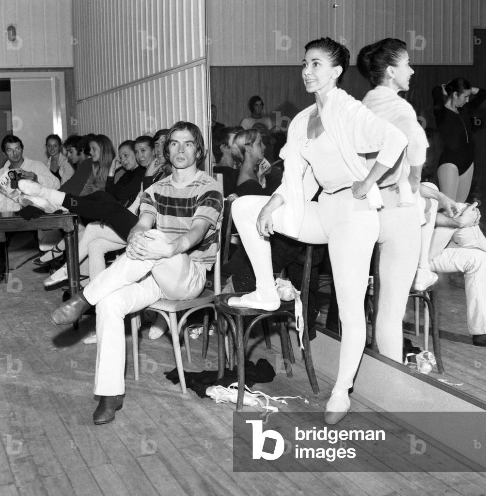 Rudolf Nureyev and Margot Fonteyn during the rehearsals of the ballet 