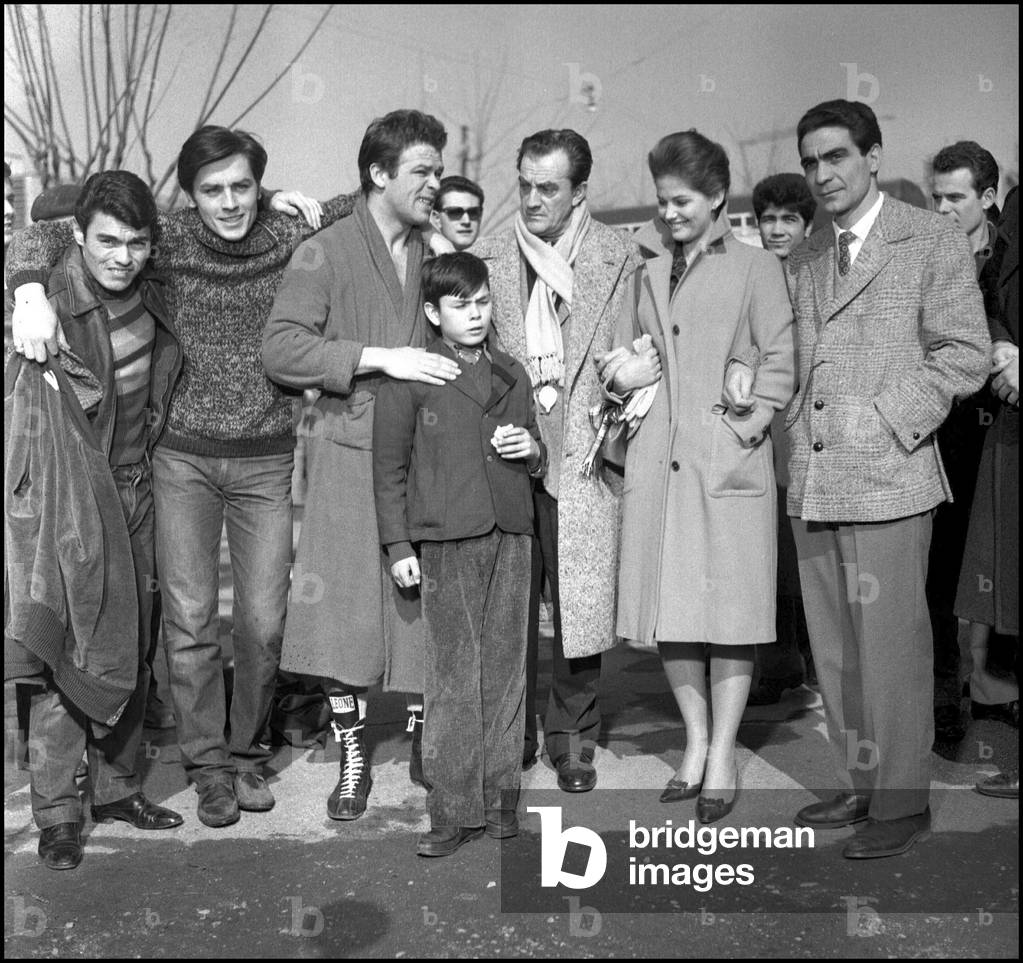 Alain DELON, Renato SALVATORI, Luchino VISCONTI et Claudia CARDINALE, 1960 (b/w photo)
