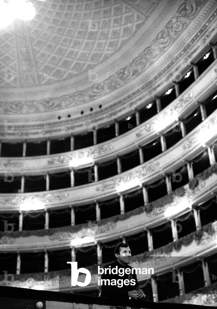 George Pretre at la Scala theatre, Milan, 1970 (b/w photo)