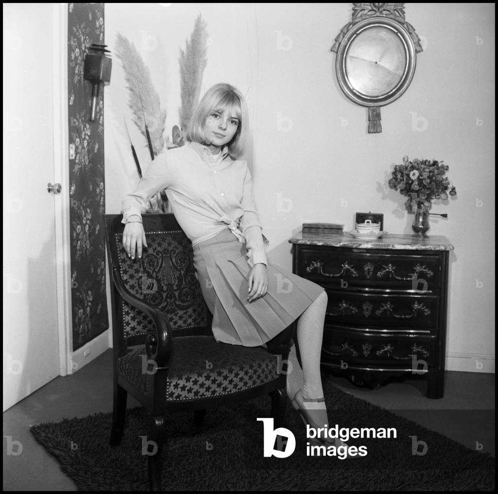 France Gall at home, Paris, 1966 (b/w photo)
