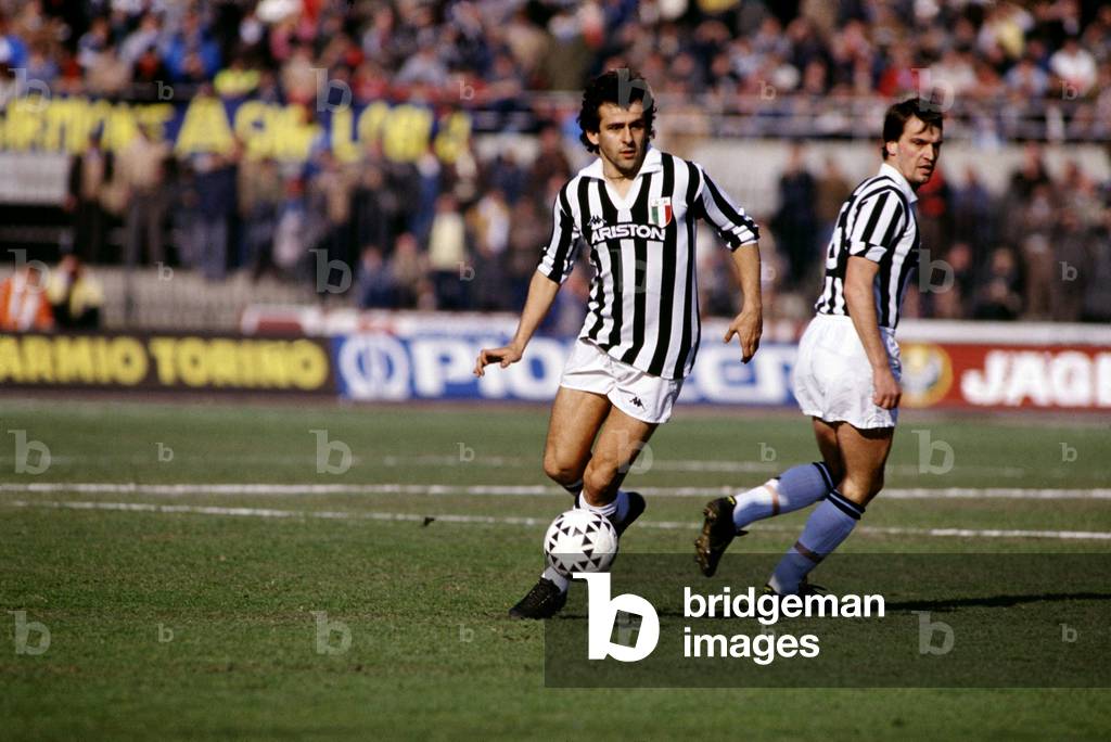 Michel Platini and Marco Tardelli playing for Juventus, c.1984/1985 (photo)