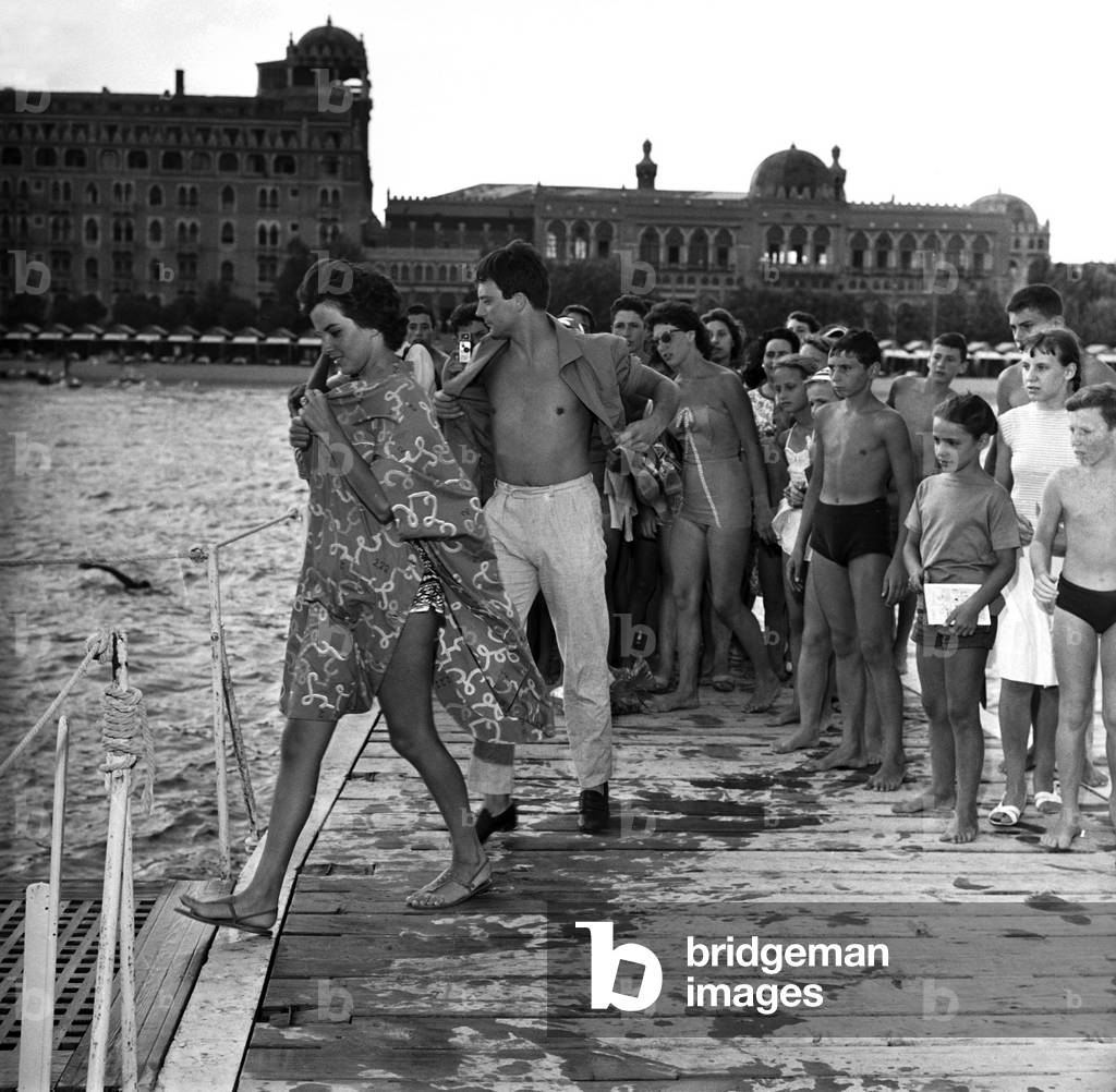 Antonella Lualdi and Franco Interlenghi at Venice Film Festival, 1958 (b/w photo)