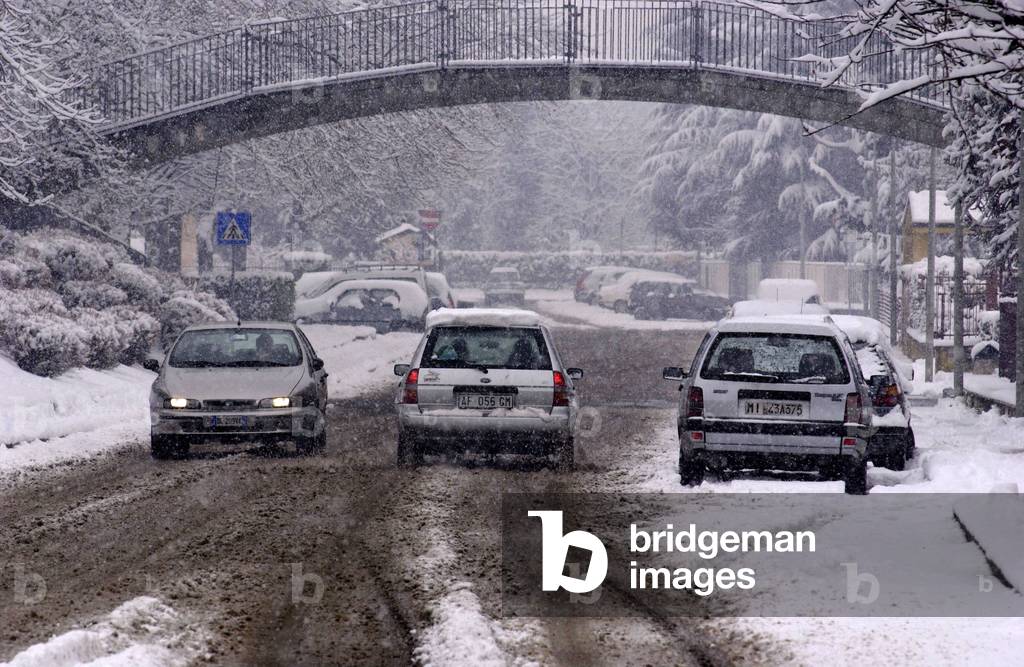 Cavenago Brianza (près de Milan en Italie) sous la neige, 03/03/2005
©Fumagalli/Farabola/Leemage